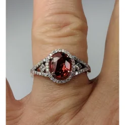 Natural Orange Sapphire Ring with .31cts Diamonds in 14K Rose Gold