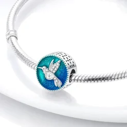 Nature Theme Bird and Flower Charms Sterling Silver Pandora Style