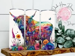 Nature's Colors Highland Cow Skinny Tumbler Made in the USA