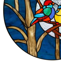 NEW Blue Birds in a Night Sky Stained Glass Window Panel