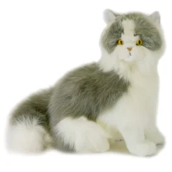 Norwegian Grey & White Fluffy Cat Size 34cm/13.4"