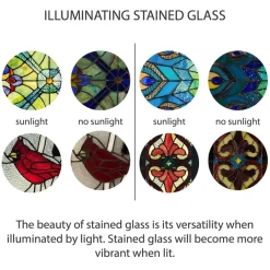 Oakley Blue or Amber Tiffany Style Stained Glass Pub Window Panel 30