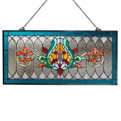 Oakley Blue or Amber Tiffany Style Stained Glass Pub Window Panel 30