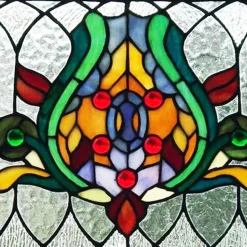 Oakley Blue or Amber Tiffany Style Stained Glass Pub Window Panel 30