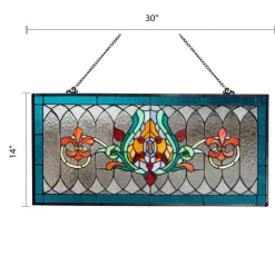 Oakley Blue or Amber Tiffany Style Stained Glass Pub Window Panel 30