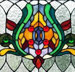 Oakley Blue or Amber Tiffany Style Stained Glass Pub Window Panel 30