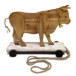 Old Fashioned Wooden Pig or Cow Pull Toy