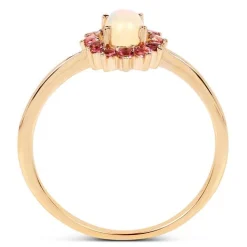 Opal and Pink Tourmaline Ring-Dainty and Sweet, Perfect for October Babies!