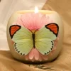 Orange Tip Butterfly on Pink Daisy Ibis and Orchid Votive Candle