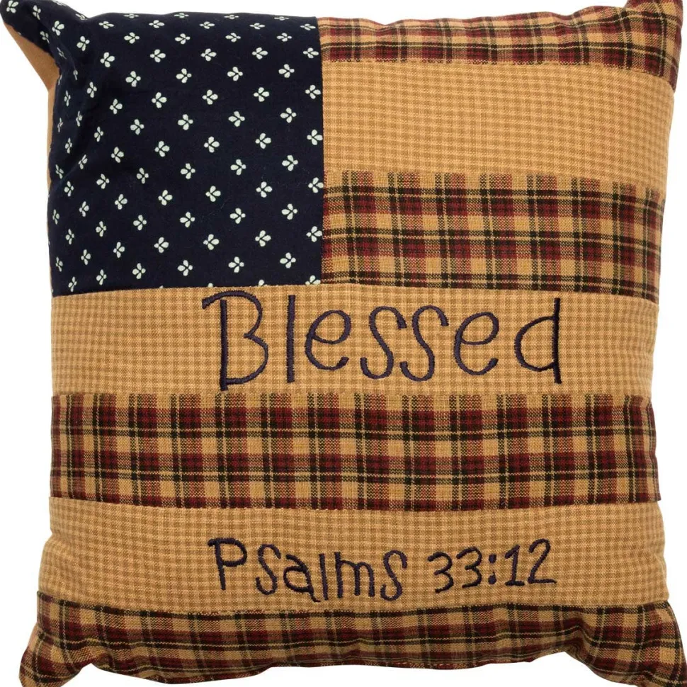 Patriotic Patch Pillow Blessed 10x10