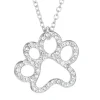 Paw Necklace, Fashion Silver Plated Black and White or White CZ Pet Paw Necklace-So Sweet for the Pet Lover!!