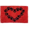 Paw Print Heart Handwoven Coconut Fiber Doormat