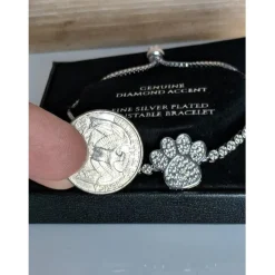 Paw Slider Bracelet-Silver Plated with Sparkling Diamonds $100 Retail