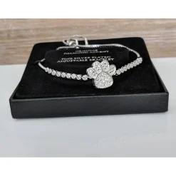 Paw Slider Bracelet-Silver Plated with Sparkling Diamonds $100 Retail