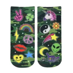 Peace Love Aliens and Unicorns Camo Color Ankle Socks *