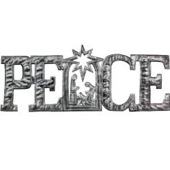 PEACE Metal Art with Nativity Scene (15" x 6") - Croix des Bouquets (H)
