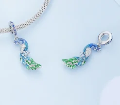 Peacock Colorful Charm Pendant Pandora Style Bracelet