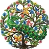 PEACOCK IN TREE PAINTED HAITIAN METAL DRUM WALL ART, 24"