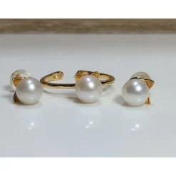 Pearl Cat Jewelry Necklace Earrings - Gold Plated Sterling Silver, so CUTE!