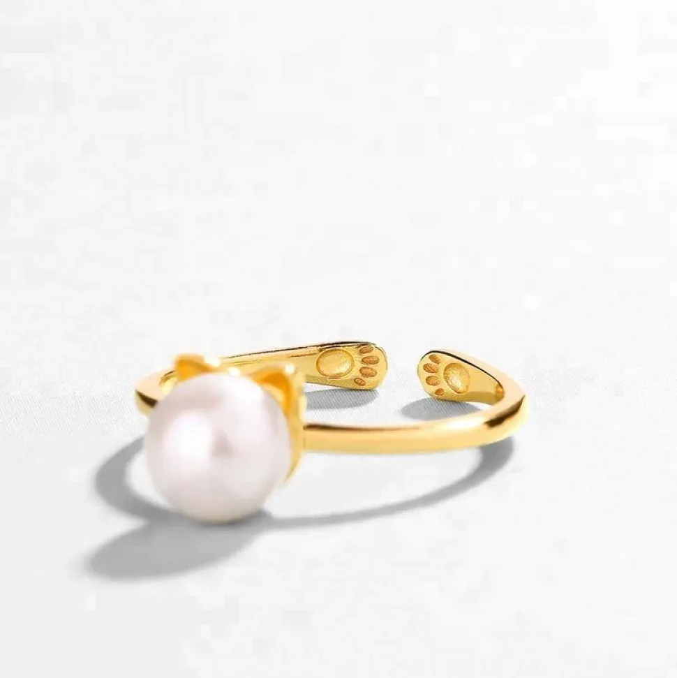 Pearl Cat Jewelry Necklace Earrings - Gold Plated Sterling Silver, so CUTE!