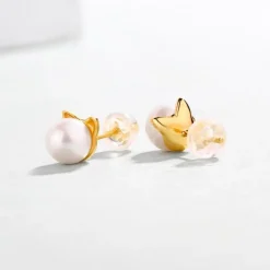 Pearl Cat Jewelry Necklace Earrings - Gold Plated Sterling Silver, so CUTE!