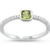 Peridot and Diamond Ring Trendy, Minimalist 14K Gold-Jess