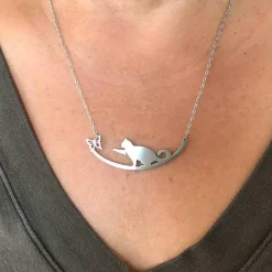 Pet Lover's Picks: Dogs and Cats Stainless Steel Made in the USA Bar Necklaces*