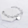 Pet Paw Bracelet with Heart Sterling Silver, Engraveable