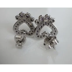 Pet Paw Earrings with Sparkling Cubic Zirconia in Solid Sterling Silver, Beautiful!
