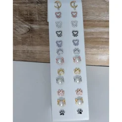 Pet Paw Earrings with Sparkling Cubic Zirconia in Solid Sterling Silver, Beautiful!