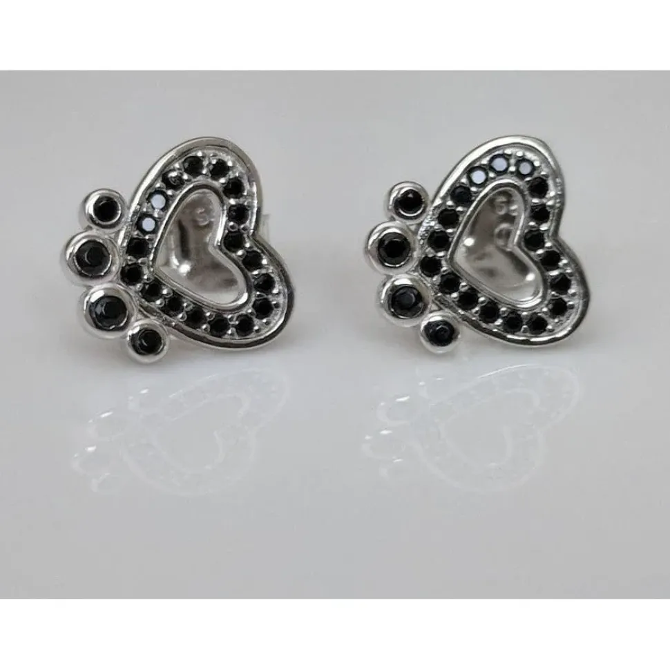 Pet Paw Earrings with Sparkling Cubic Zirconia in Solid Sterling Silver, Beautiful!