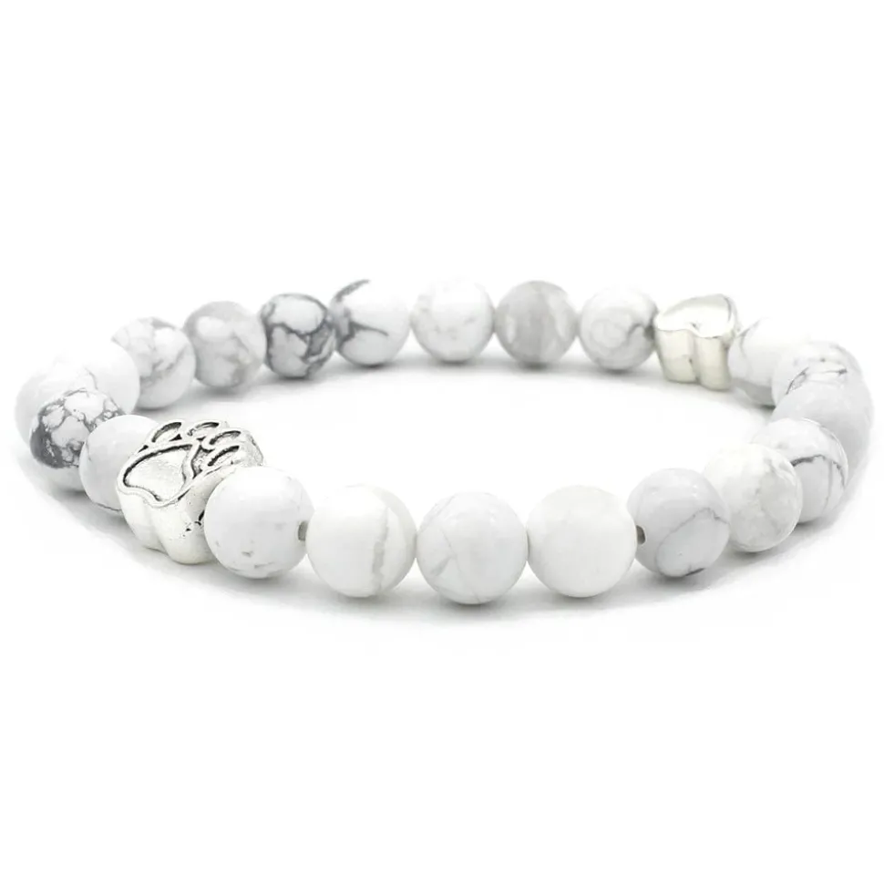 Pet Paw Lava Stone 8mm Beaded Bracelets with Rainbow Chakras Aromatherapy Diffuser Bracelets