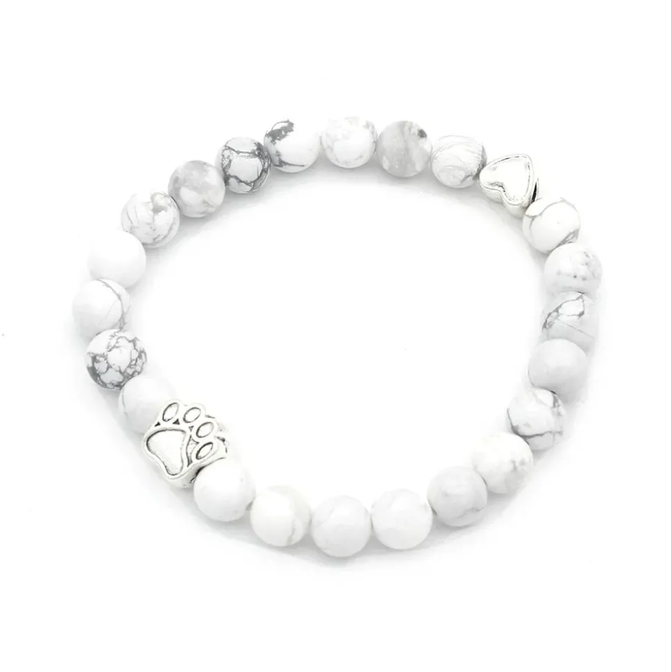 Pet Paw Lava Stone 8mm Beaded Bracelets with Rainbow Chakras Aromatherapy Diffuser Bracelets