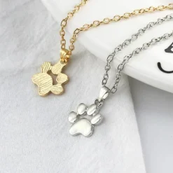 Pet Paw Necklaces Silver or Gold Tone, Affordable Fashion Jewelry