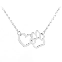 Pet Paw Print and Heart Necklaces Cute Necklace for Pet Lovers