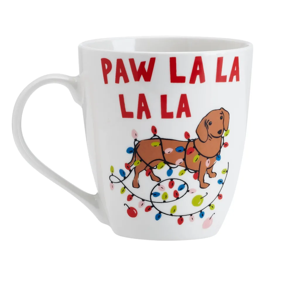 Pfaltzgraff Paw La La La 18oz Holiday Dachshund Barrel Mug