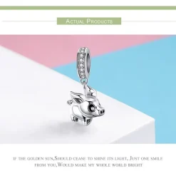 Pig Charms, Pandora Style! Thug Pig, Love You Pig and more! Sterling Silver with CZ