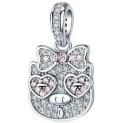 Pig Charms, Pandora Style! Thug Pig, Love You Pig and more! Sterling Silver with CZ