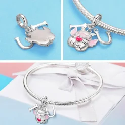 Pig Charms, Pandora Style! Thug Pig, Love You Pig and more! Sterling Silver with CZ