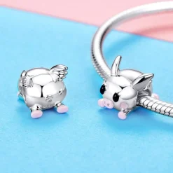 Pig Charms, Pandora Style! Thug Pig, Love You Pig and more! Sterling Silver with CZ