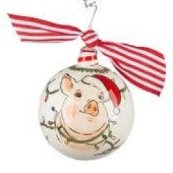 Pig Christmas Ornament-GA Artist Created Cute Piggy