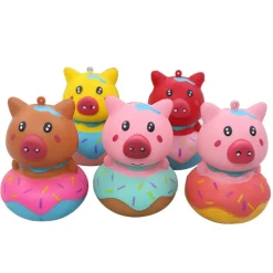 Pig in a Donut Squishy Stress Reliever So Cute! Extra Sprinkles and NO Calories!