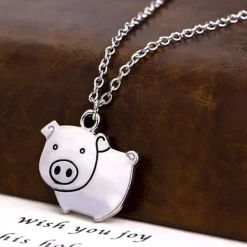 Pig Necklace! Just for fun, Cute Silver Tone Fashion Necklace