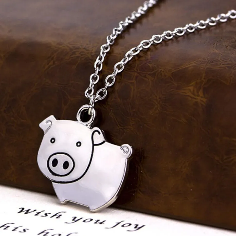 Pig Necklace! Just for fun, Cute Silver Tone Fashion Necklace