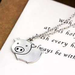 Pig Necklace! Just for fun, Cute Silver Tone Fashion Necklace