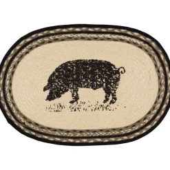 Pig or Cow Jute Placemats Sawyer Mill Set of 6, 12x18