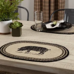 Pig or Cow Jute Placemats Sawyer Mill Set of 6, 12x18