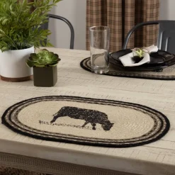 Pig or Cow Jute Placemats Sawyer Mill Set of 6, 12x18