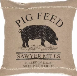 Pig Pillow 18x18 Sawyer Mill Charcoal Natural