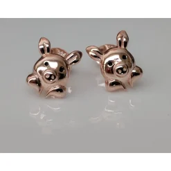 Pig Stud Earrings "Keep Me In Your Heart" Rose Gold Plated Sterling Silver